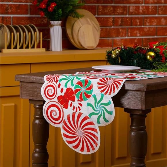 Christmas Table Runner Poinsettia | Table Runner Candy Table 71 x 14 Inches - Picture 5 of 7
